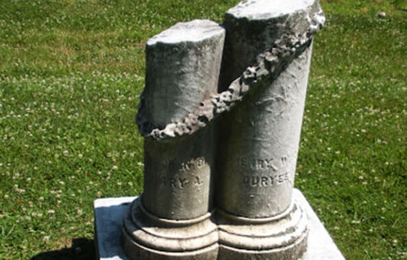 broken column gravestone